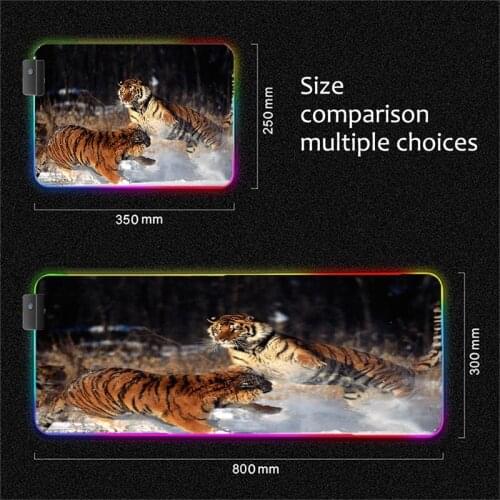 MRGLZY Tiger King RGB gaming large mouse pad pads computer keyboard mouse pads led home table mat non-slip carpet mat xxl40x90cm
