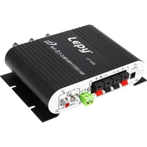 With 12V3A Power+Audio Cable Lepy LP-838 MINI Digital Hi-Fi Car Power Amplifier 2.1CH Digital Subwoofer Stereo BASS Audio Player
