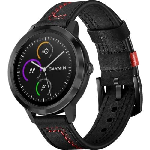 For Vivoactive 3/Forerunner 245 Band 20mm Leather Replacement Wrist Strap Compatible for samsung galaxy watch active2 40mm 44mm