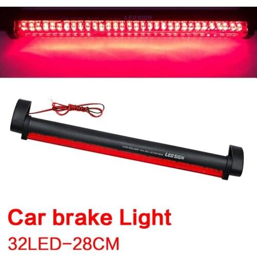 YCCPAUTO 12V Red 32 LED Additional Brake Lights Car Third Brake Lamp Bar Auto Truck Tail Stop Parking Light Strip