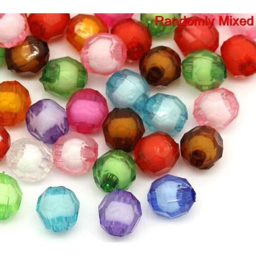 Doreen Box hot- Acrylic Spacers Beads Round Mixed Color Faceted 8mm Dia,300PCs(B22233)