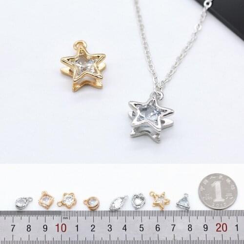 10p Multi-styles Zircon Geometric Metal crystal beads charms Earring pendant Bracelet Necklace connector jewelry making findings