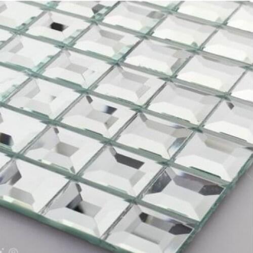 Glossy pure silver color diamond mosaic tile kitchen backsplash tiles GB001-25