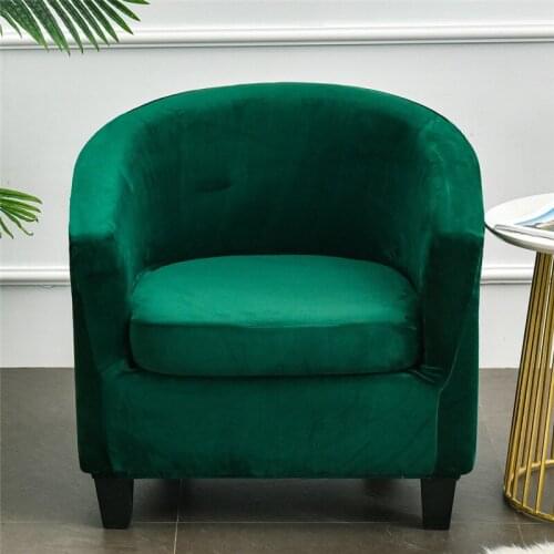 Skin-friendly Velvet Single Seat Slipcover Plain Home Office Sofa Chair Cover Elastic Armchair Cover for Cafe Club Living Room