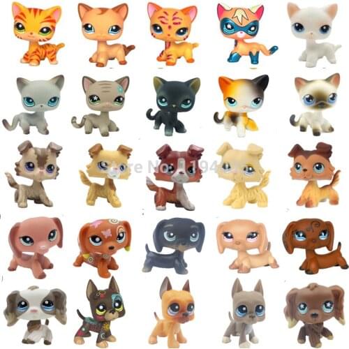Lps cat pet shop toys collection standing short hair cat animal figure dog dachshund crocker spaniel collie great dane