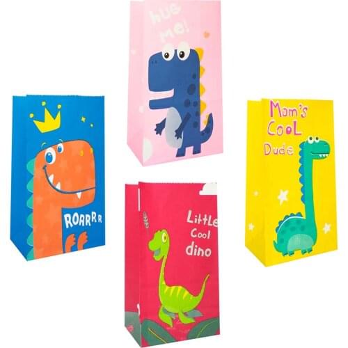 5pcs Dinosaur Birthday Party Candy Bags Goodie Box Candy Treat Bags Dino Theme Birthday Decorations Roar Party Supplies