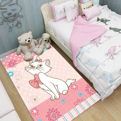 Pink Cat/Brown Bear Cartoon Rug Soft Cozy Resin Thicken Kids Children Play Crawling Carpet for Living Room Large Rugs Doormat