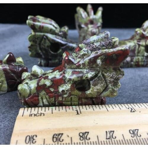 Natural dragon blood jasper hand carved dragon skull quartz crystal 1pc 49-51g