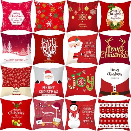 Red Santa Claus Tree Christmas Cushion Cover Merry Christmas Decorations For Home Ornament Table Decor 2020 Xmas Gift New Year
