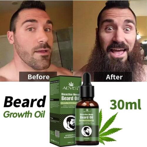 NEWEST Beard Growth Oil Natural Hemp Beard Essential Oil Beard Wax Balm for Men Beard Hair Grooming Anti-lossing Hair Serum 30ml
