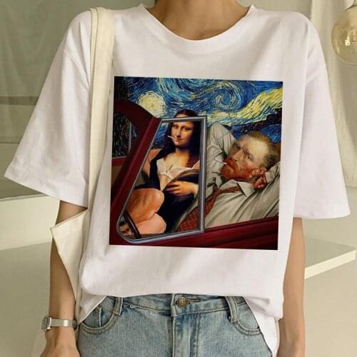 Summer New 2019 Harajuku Vintage Tshirt Van Gogh Van Goghing Van Gone Meme Funny Aesthetics T Shirt Vogue Cute Print Women Tops