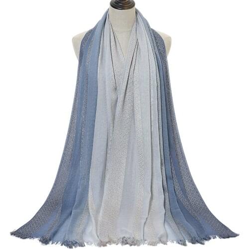 2020 New Arrival Gradient Glitter Hijabs Shawls Large Size Cotton Scarf Fashion Muslim Head Wraps Mufflers Turbans 1PC Retail