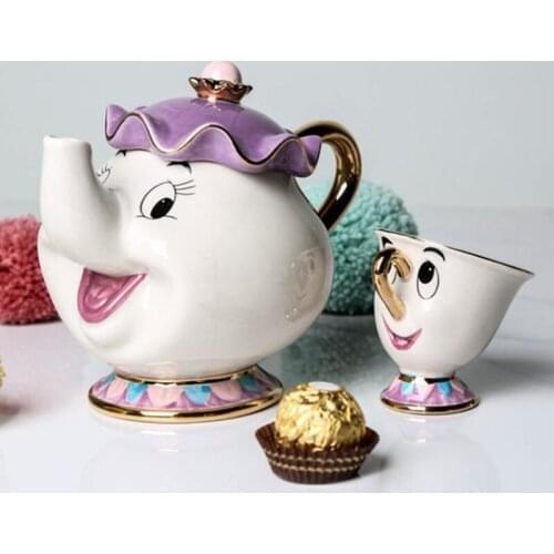 New Cartoon Beauty And The Beast Teapot Mug Mrs Potts Chip Tea Pot Cup One Set Lovely Gift Fast Post