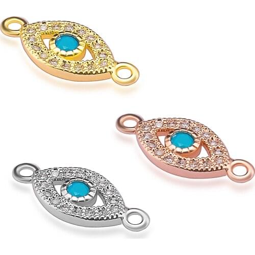 NEW DIY Guardian Eye Micro Pave Zircon Blue Zircon Necklace Bracelet Link Jewelry Accessories Wedding Gift