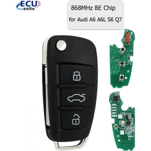 Flip Remote Car Key With 3 Buttons 8E Chip FSK 868MHz FOB for Audi A6 A6L S6 Q7 2006 2007-2012
