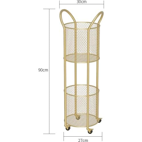 Nordic Movable Shelf With Wheel Cylindrical Storage Basket Shelf Toilet Floor Multi-layer Storage Rack Trolley
