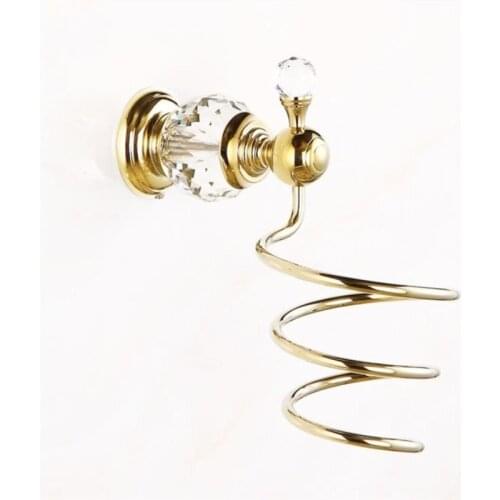 Bathroom Rack European Style Copper Hair Rack Wind Tube Frame Jade Crystal Hair Dryer Rack