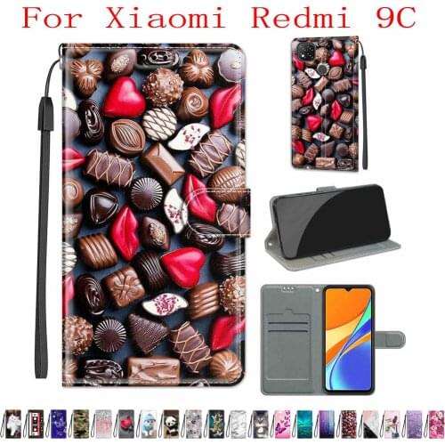Sunjolly Case for Xiaomi Redmi 9C Wallet Stand Flip PU Leather Phone Case Cover coque capa for Xiaomi Redmi 9C Case Cover
