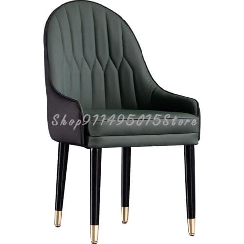 Light Luxury Dining Chair Post-modern Nordic Solid Wood Back Chair Simple Dining Table Stool Leather Soft Bag Leisure Chair