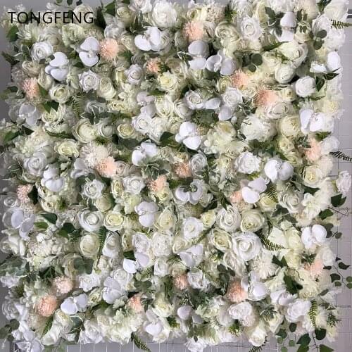 TONGFENG WHITE 8pcs/lot Flower runner wedding decoration Artificial silk rose peony 3D flower wall wedding backdrop decoration