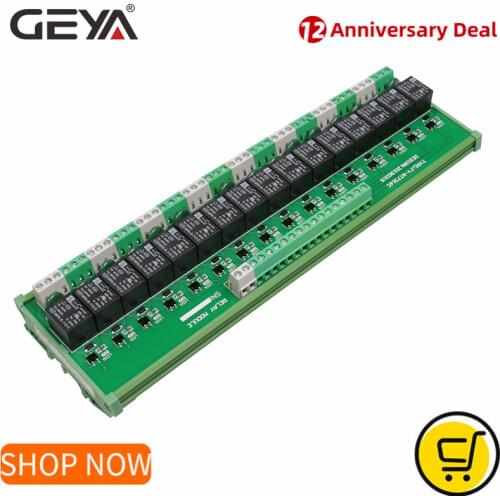 GEYA 16 Groups Solid State Relay 1NC1NO Relay Module for AC DC 12V 24V PLC Relay 5V 16CH RELAY MODULE