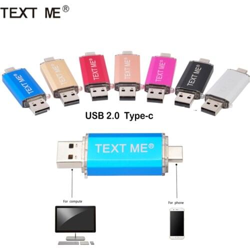 TEXT ME creative OTG USB Flash Drive Type C Pen Drive 64GB 32GB 16GB 8GB 4GBUSB Stick 2.0 Pendrive for Type-C