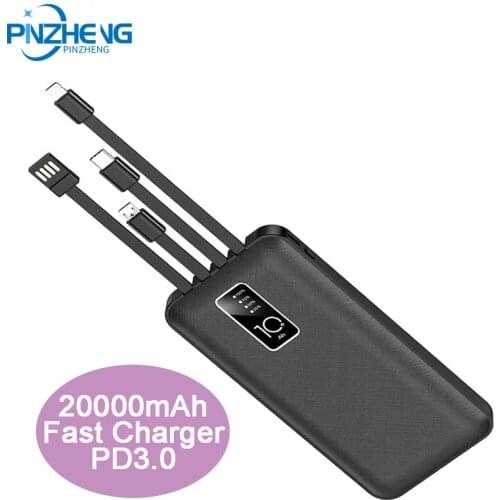 PINZHENG 20000 mAh Power Bank Fast Charger Powerbank External Battery For iPhone Samsung Xiaomi Poverbank Charger