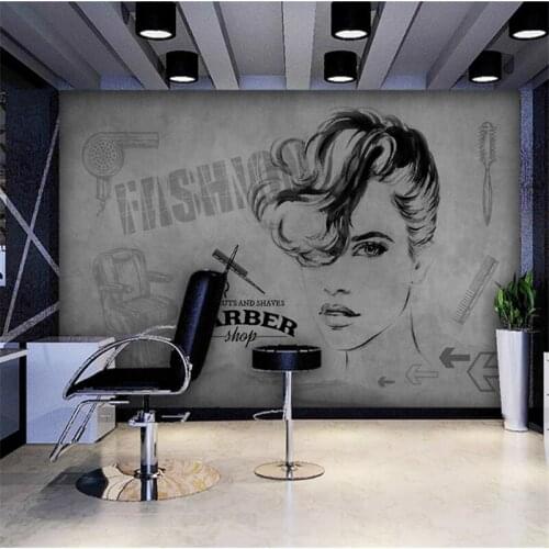 Wellyu Custom wallpaper 3d retro nostalgic personality cement wall beauty tooling barber shop background wallpaper