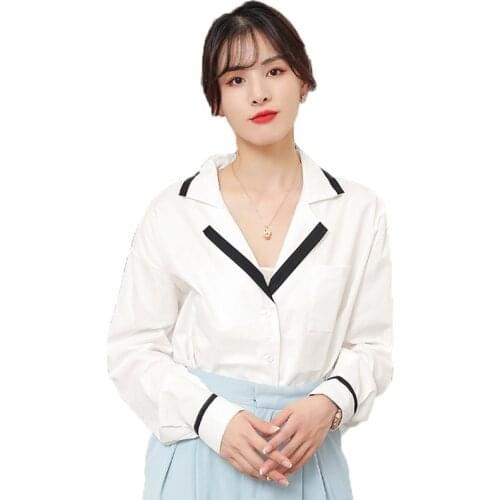 Woman Feminina WomenS Vintage Blouse Fashion Clothes 2020 Spring Autumn White Shirts Female D0129