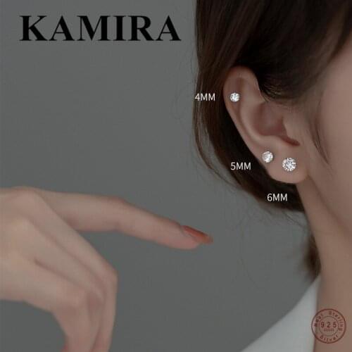 KAMIRA 925 Sterling Silver Romantic Minimalism Crystal Shiny Zircon Stud Earrings for Women Anniversary Luxury Fine Jewelry 2021