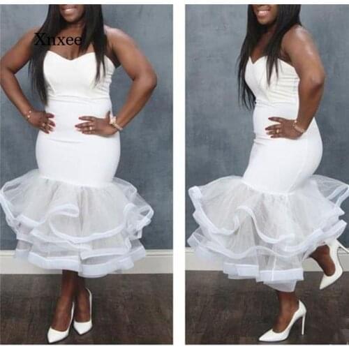 Strapless Mesh Patchwork Front Split Maxi Mermaid Dress Off Shoulder Cascading Ruffles Floor Length Long Club Dresses Women