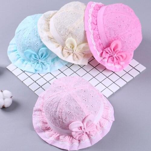 1PC Hot Kids Cotton Baby Caps For Girls Bow-knot Butterfly Infant Sun Hats Summer Style for 3-12months children/baby