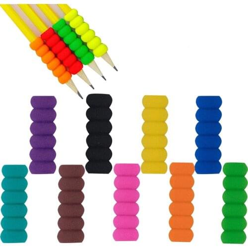 10Pcs Soft Foam Pencil Grips Pencil Cover Non-slip Writing Aid Pencil Holder Pencil Gripper Handwriting Tool School Stationery