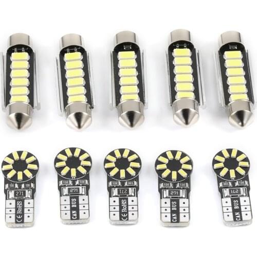 10pcs Perfect White Canbus Error Free LED Bulb Interior Dome Map Overhead Light Kit For Volkswagen VW Scirocco 2008-2018
