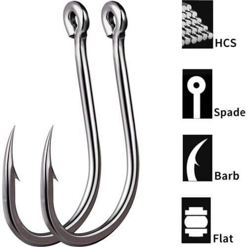 100PCS Fishing Hooks High Carbon Steel Barbed Fishhooks Single Circle Carp Hook Sea Fishing Tackle Accessories 14 Sizes