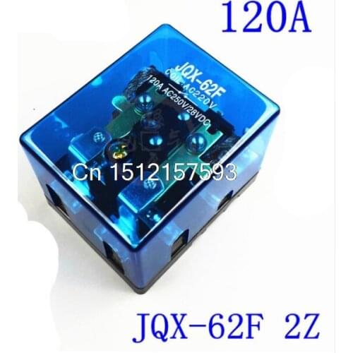 12VDC 24VDC 110VAC 220VAC 380VAC 120A DPDT Power Electromagnetic Relay Motor Control Screw Mount JQX-62F-2Z 2NO 2NC