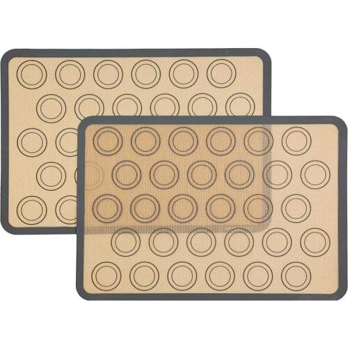 2pcs Non Stick Silicone Dough Macaroon Tray Oven Baking Fondant Pastry Mould Sheet Mat Pad