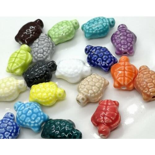 20pcs 18x13mm Sea Turtle Ceramics Beads DIY Loose Spacer Mix Color Tortoise Ceramic Bead For Jewelry Making Bracelet Necklace
