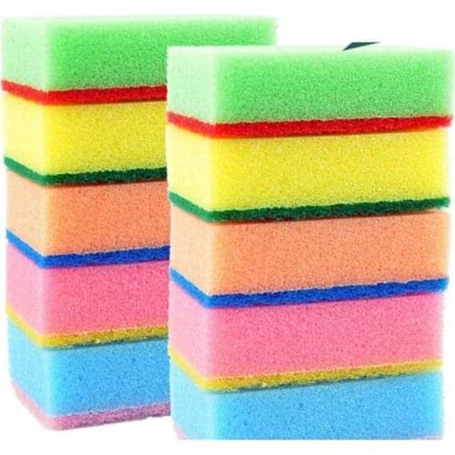 5pcs/set Household Dish Wash Cleaning Sponges Colored Sponge Scouring Pads Sponges Brush Cleaner Dirt Remover Home Kitchen Tools