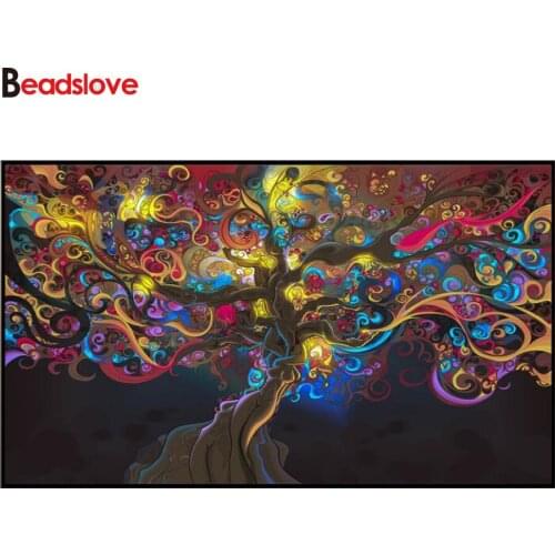 Abstract picture 5D Diamond Embroidery Psychedelic LSD Tree DIY Diamond Painting Square Diamond Mosaic Cross Stitch wall Decor