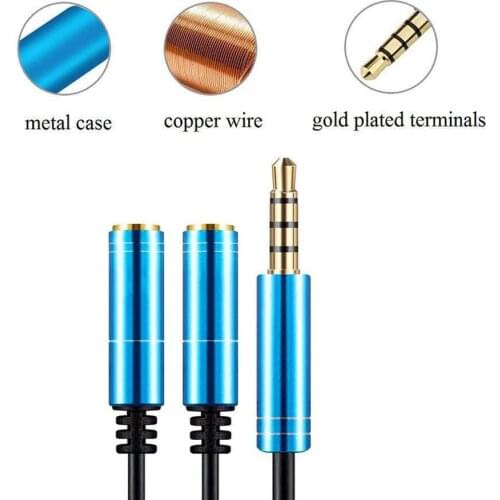 Audio Splitter Cable 3.5mm Male to 2 Port Female Extension Aux Cord Adapter