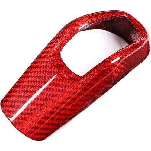 Car Carbon Fiber Red Gear Shift Knob Cover Trim for Land Rover Range Rover Sport 2014- Car Accessories
