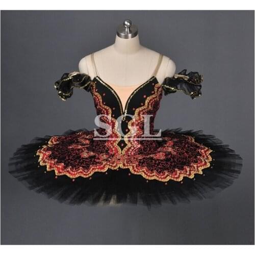 Free Shipping Adult Black Pancake Ballet Tutu Skirt For Girls Professional Custom Made Tutu For Don Quixote Dulcinea AT1057