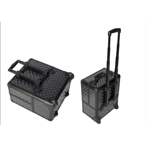 DHL Free Shipping trolley Aluminum Make up case Beauty Box Black