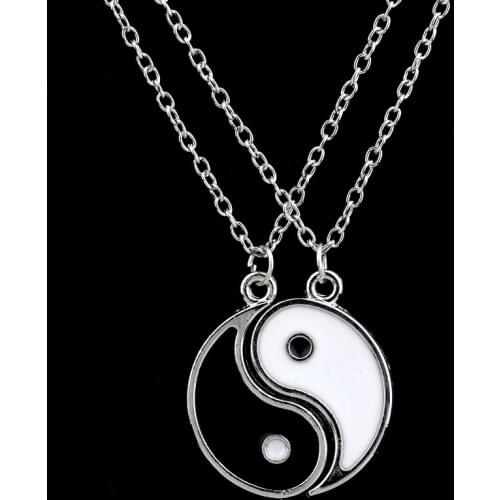 Bespmosp 2PC/Set Gossip Yin Yang Best Friends BFF Charm Jewelry Party Pendant Necklace White Black Simple Choker Hot Wholesale