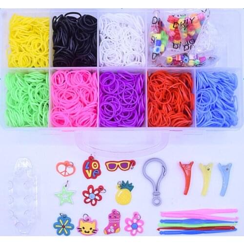 Color Rubber Band Rainbow Knitting Machine DIY Handmade Bracelet Toy Set Big 10 Grid Monster Model 2000pcs