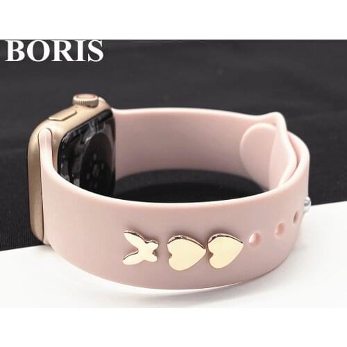 DIY Ornament For Apple Watch Band For Silicone Strap Metal Charm Decorative Ring Accessories For iWatch Series For Samsung Watch