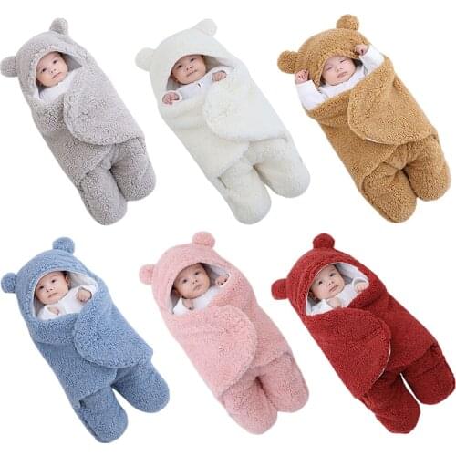 2021 Baby Sleeping Bag Split-legged Swaddle Fluffy Soft Newborn Receiving Blanket For Baby Boys Girls Nursery Wrap Dropshipping