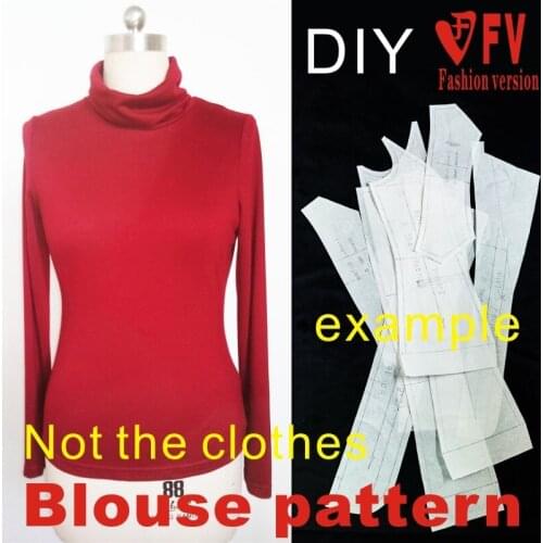 DIY handmade clothing cutting pattern womens high neck T-shirt autumn clothes 1:1 pattern physical BXS-4
