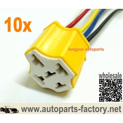 Longyue 10pcs Wiring Harness Relay Socket for 100A 90A 80A for Ceramic 5 Pin DC 12V SPDT Automotive Car
